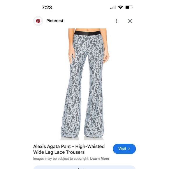 NWOT Alexis Agata Fully Lined Lace Flare Light Blue Navy Trouser Size Medium - Picture 12 of 12